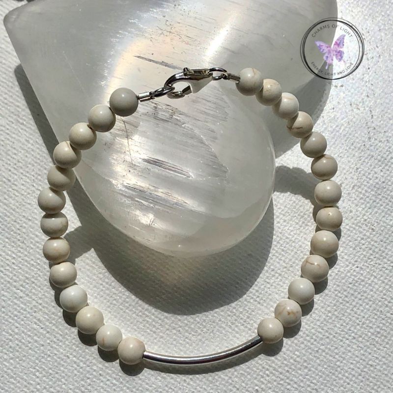 Magnesite Beaded Tube Bracelet